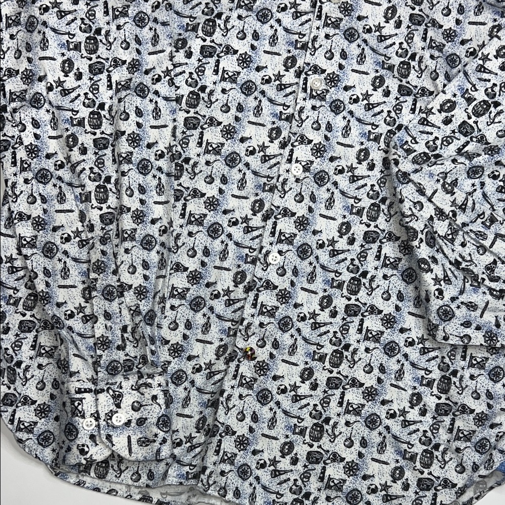 Visconti Black/White Pirate theme Button-Up Men’s XL - Picture 3 of 11